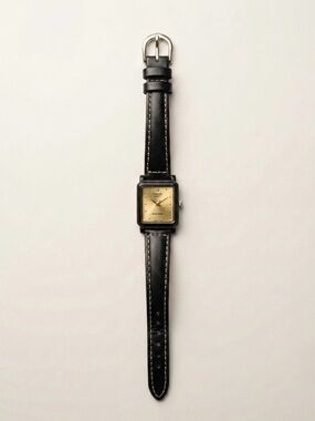 Vintage Casio LQ-64 "Tank" Watch – Minimalist Gold & Black Aesthetic